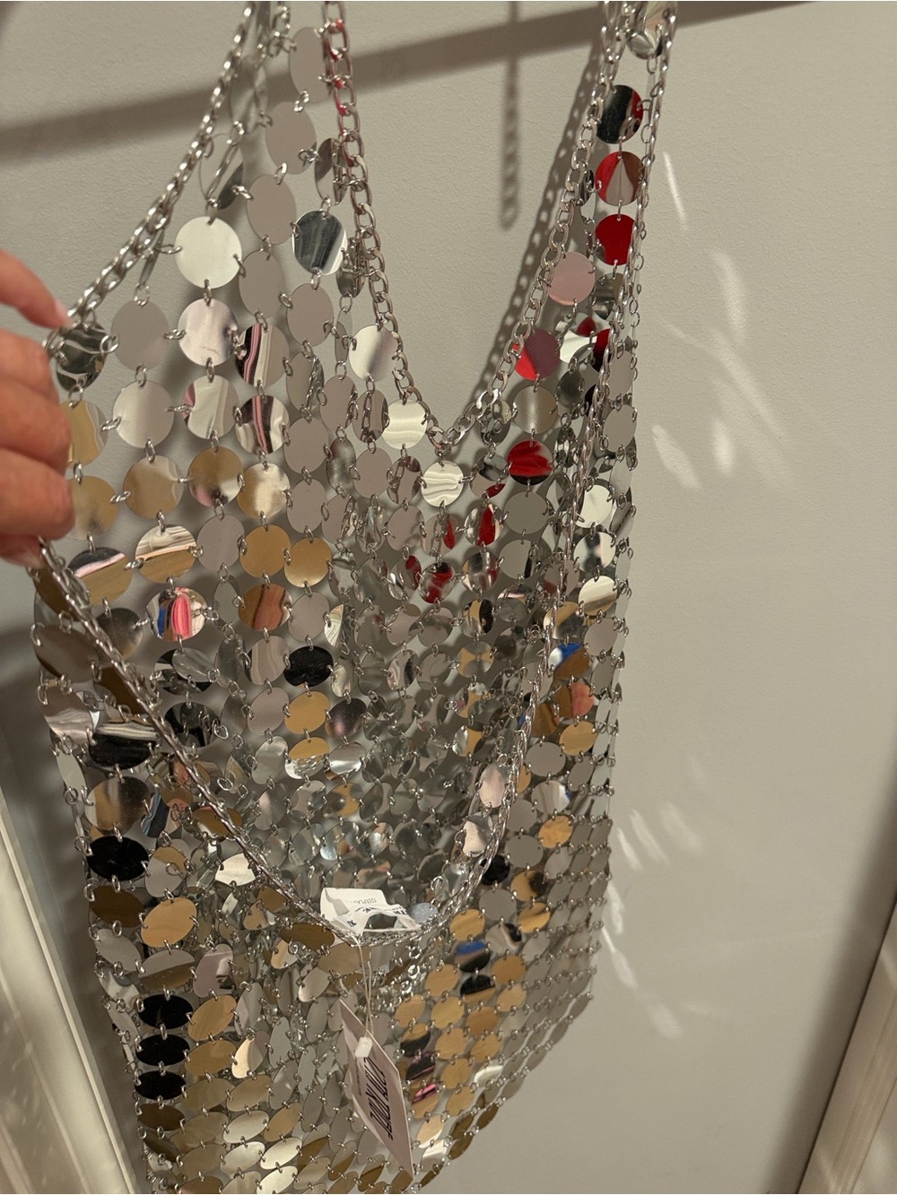 12th Tribe Silver Sequin Halter Mini Chemise - Picture 7 of 9